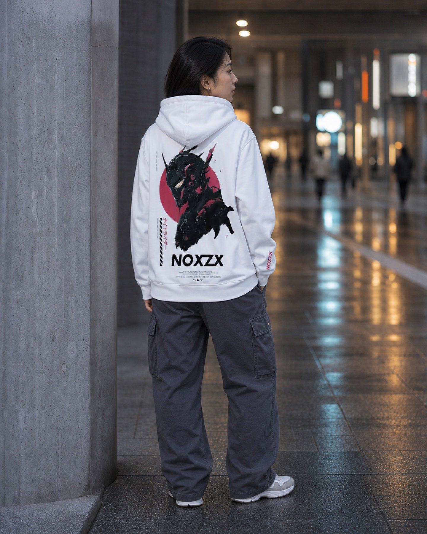 NOXZX Cyber Ronin hoodie city back